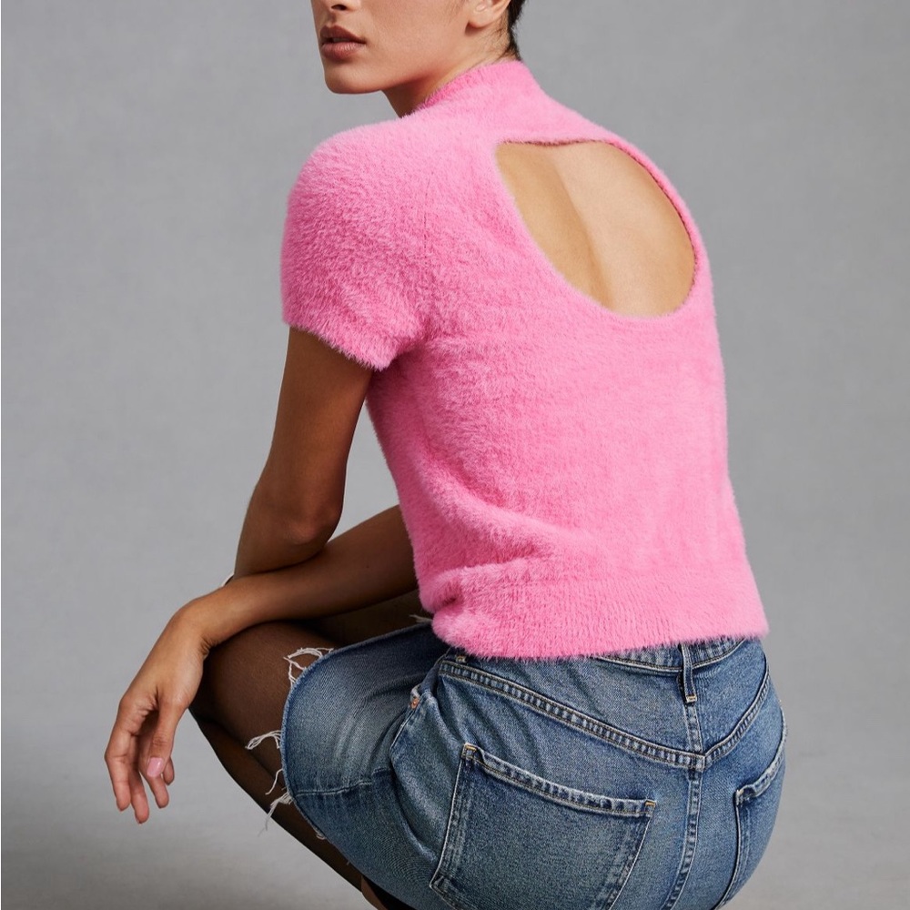 Anthropologie Maeve pink mock neck sweater top XXS